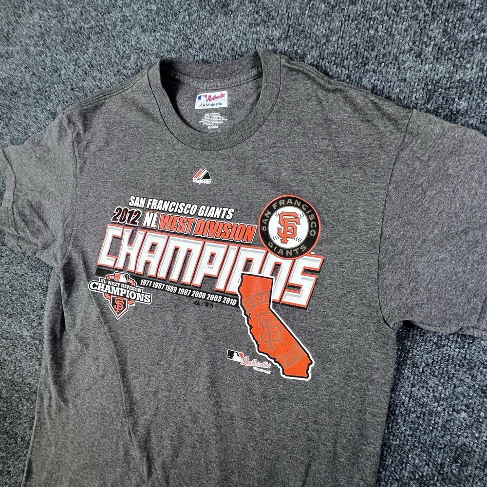 2012 San Francisco Giants NL West Division Champions‎ T-Shirt Gray Men's M READ